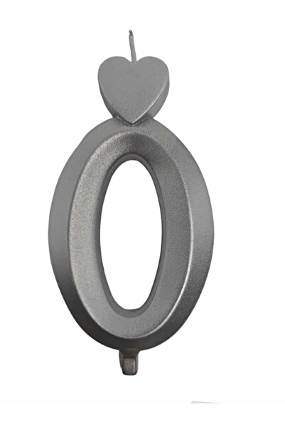 Lumea Lumanari Argintiu mari, cifra 0, 4 buc. -