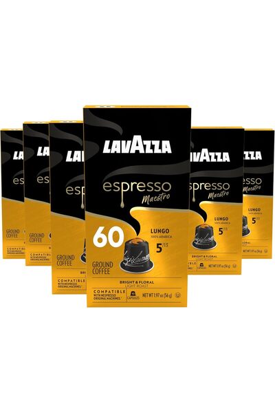 LavAzza Espresso Maestro Lungo Aluminum Capsules Compatible with Nespresso Original Machines, Light