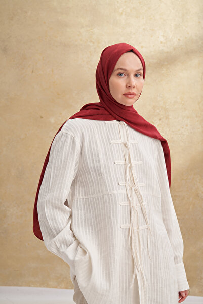 ARMANDA BAMBU BAROQ DESEN ŞAL - BORDO