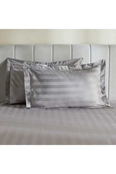 Home Centre Satin Stripe Pima Cotton Sateen 525 Thread Count 2-Piece Standard Pillowcase Set - 50x75 cm