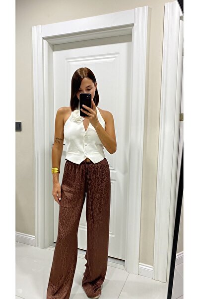 Ozkurt Art Fashion Jakarlı Saten Pantolon