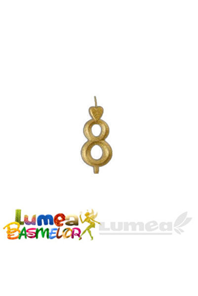 Lumea Lumanare auriu cifra 8, 10 buc. -
