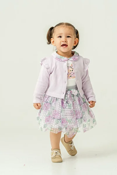 Eray Kids Baby Girl Cardigan and Floral Patterned Skirt Set (6-18 Months)