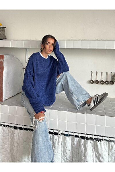 Genel Markalar Kadın Yumuşak Dokulu Oversize Kazak