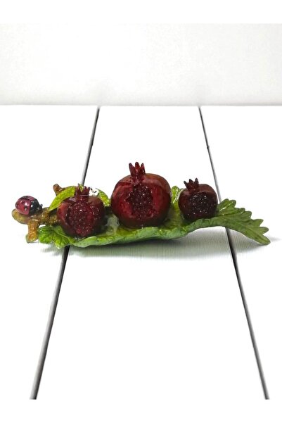 SUME Dekoratif El Yapımı Yaprak Üzeri Nar Figürlü Dekoratif Obje Nar Biblo Be...