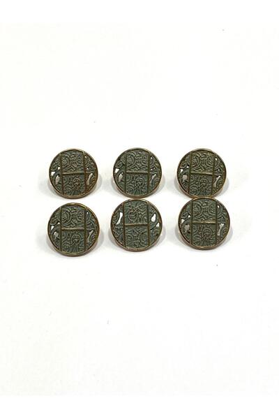 karantuhafiye Antik Gold Floor / Metal Button / 1.8 cm / Set of 6 / (M09089)/ Lemon Mold
