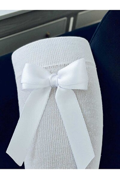 HAYEL 1 чифт бели чорапи до коляното за момичета с панделки и панделки