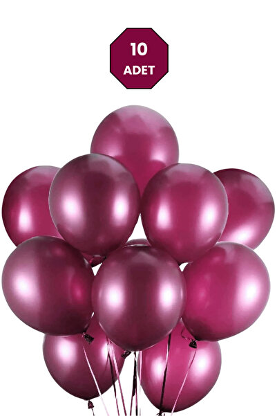 Bunloon Metalik Bordo Balon 10 Adet – Parlak Parti ve Organizasyon Seti
