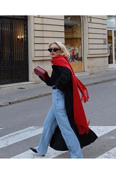 Wearflawless Puffy SOFT șal roșu cu textura moale, eșarfă groasă