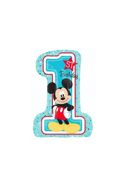 Mickey Mouse Foil balloon, first birthday model, 91 cm, Blue, Mickey Mouse