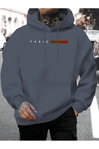 valeriae Men's Paris Letter Printed Hooded Sweatshirt