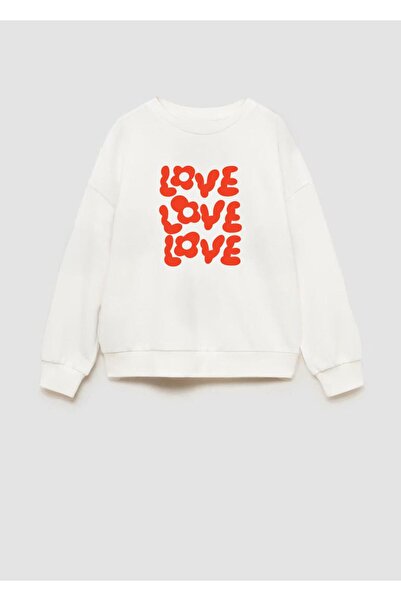 Monila Kız Çocuk Love Baskılı 3 İplik Kumaş Pamuklu Sweatshirt