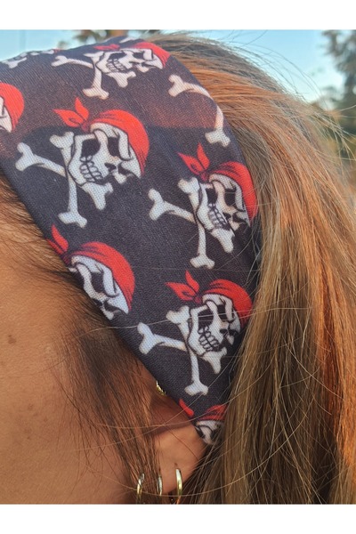 kurukafagift رباط شعر بوف باندانا بتفاصيل جمجمة، مناسب لراكبي الدراجات الناري...