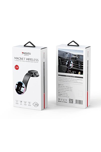Yesido شاحن سيارة يسيدو C292 - حامل جوال لاسلكي بتبريد 15W مع إضاءة LED