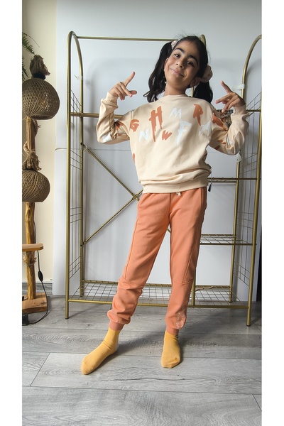 Miniworld Boys Girls Kids Bottom Top Set Unisex Long Sleeve Tracksuit Casual Sport Stylish Modern Design Ribbed