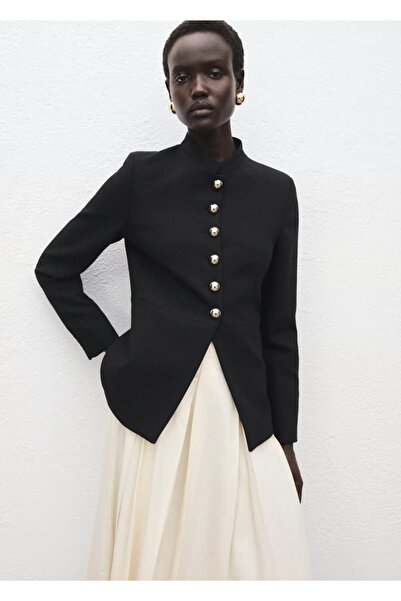 MANGO Woman Mücevher düğmeli şerit yakalı ceket