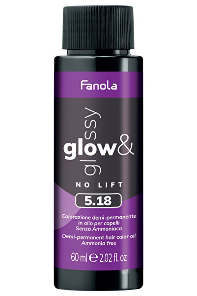 Fanola Toner de Par 5.18 Demi-permanent – No Yellow Glow&Glossy Castaniu Cenusiu Mat Deschis 60ml – Fan