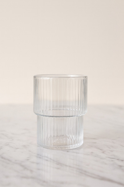 EVİMDM Mini Çizgili Cam Bardak – 7 cm