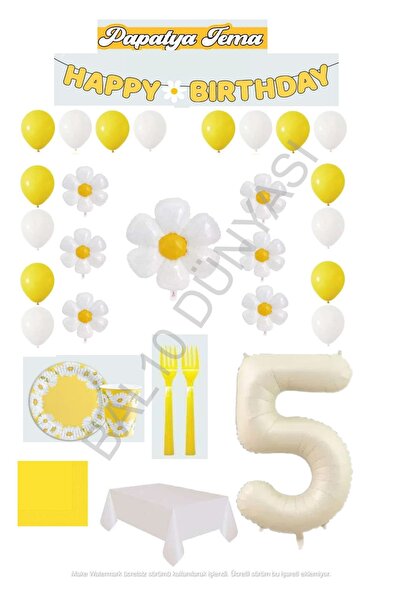 BAL10 DÜNYASI Bal10 5 Year Old Daisy Themed Birthday Party Set