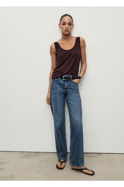 MANGO Woman Matilda yüksek belli düz kesim jean pantolon