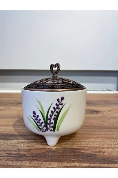 ColorCraft Handmade Ceramic Tea and Coffee Set with Lavender Design, 2 Tea Cups Set and 1 Sugar Bowl
