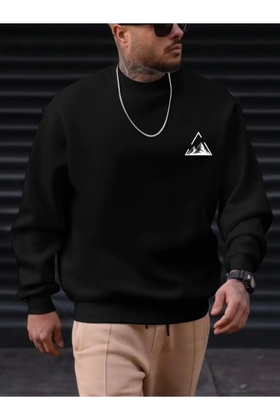 FUFLUNS سويت شيرت كبير الحجم مطبوع عليه جبال للجنسين للنساء/الرجال برقبة دائرية