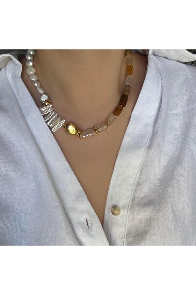 Venus Design Kehribar İnci Kolye
