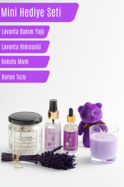 LaLoven Lavanta Mini Hediye Seti – Banyo Tuzu, Lavanta Hidrosolü, Lavanta Bak...