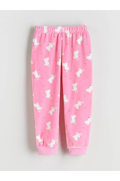 LC Waikiki LCW Kids Bisiklet Yaka Baskılı Kız Çocuk Pijama Takımı (W5)