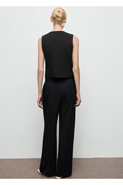 MANGO Woman Pileli wide leg pantolon