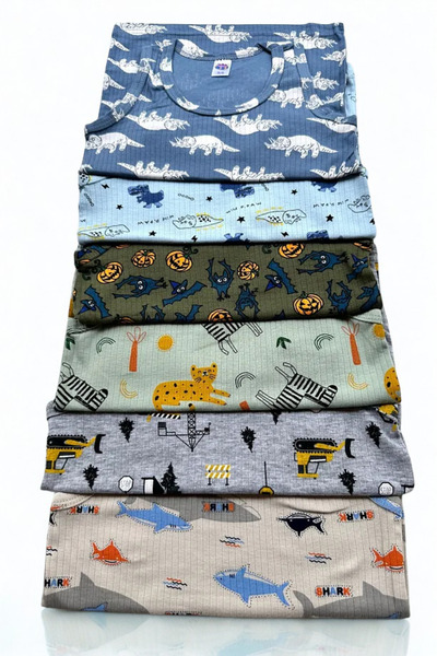Stars Underwear Boy's Undershirt 6 Pieces/Patterned Color Cotton Patterned Flexible Does Not Cause Sweating