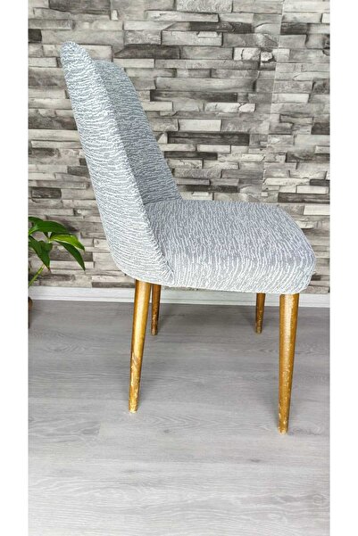 UzHome Büyük Oval sandalye kılıfı Jakar kumaş krem Rengi