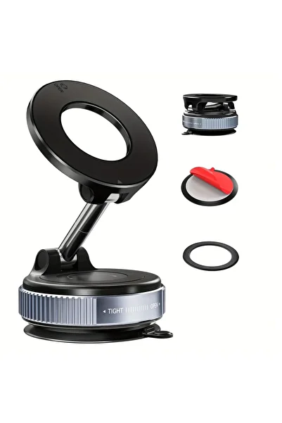 TVT Magnetic car phone holder with suction cup and adjustable grip
