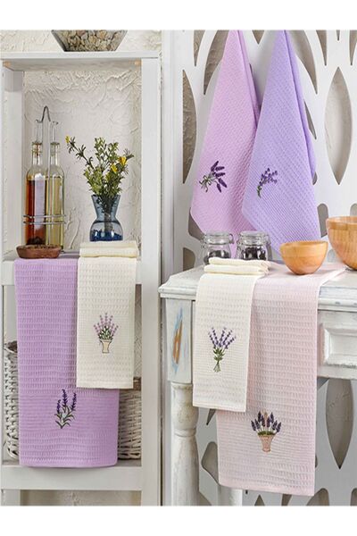 Alan Tech 6 Pieces 100% Cotton 40 X 60cm Floral Pattern Kitchen Towel Set Kitchen Drying Cloth Set Alantech