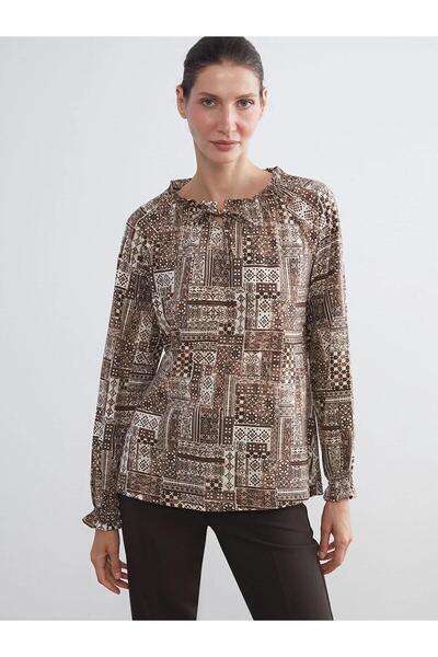LC Waikiki Tied Neck Patterned Blouse (W5)