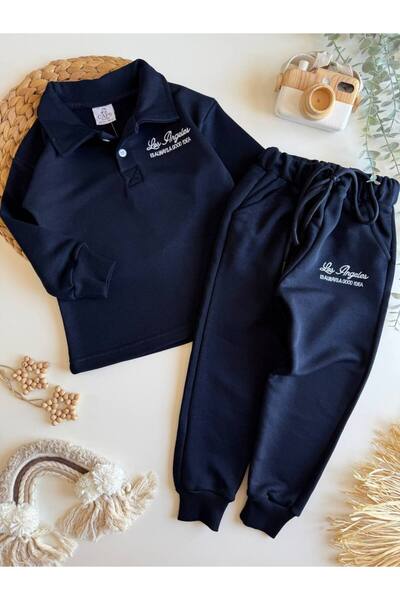 ARBİ kids Boys' Oversized Three-Thread Polo Collar Full Lycra Suit Back to School