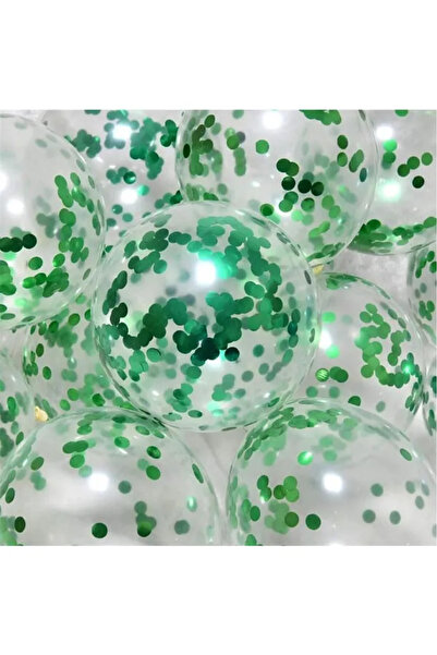 FOKUL مجموعة بالونات شفافة مع كونفيتي أخضر، 10 قطع، زينة بالونات لعيد الميلاد...