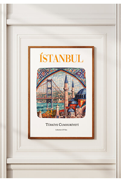 POSTER İSTANBUL Boğaz Çini ve Mozaik Görünümlü Çerçevesiz