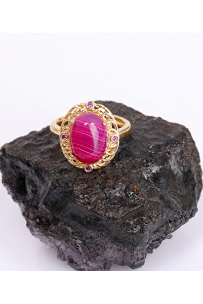 Taş-Mir خاتم قابل للتعديل من حجر العقيق الوردي