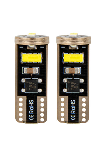 AMIO Set de 2 becuri auto cu LED-uri W5W, T10 cu 3 smd, Canbus alb, 12V/24V