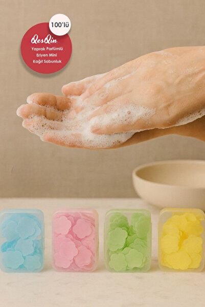 QesQin Mini Parfümlü Kağıt Sabun – 100 Yaprak Tek Kullanımlık Kağıt Sabun | Çocuk, Okul, Kamp İçin