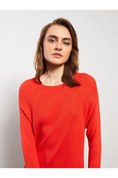 LC Waikiki Crew Neck Plain Long Sleeve Knitwear Dress