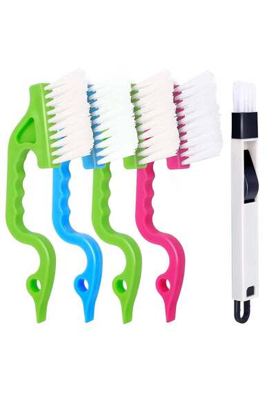 Generic 5 PCS Hand-held Groove Gap Cleaning Tools, 4PCS Window Door Sliding Track Cleaning Brush + 1PCS Dus