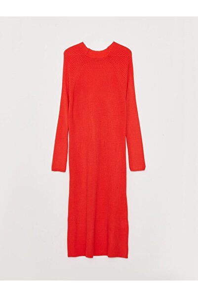 LC Waikiki Crew Neck Plain Long Sleeve Knitwear Dress