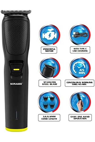 sonashi Rechargeable Hair Clipper With Sharp Stainless Steel Cutter Blade Charging Indicator Light A