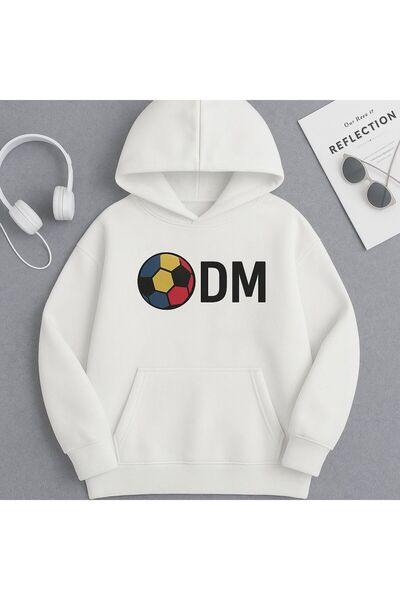 CLASSY.MODA Φούτερ με κουκούλα DM – Φούτερ με κουκούλα με σχέδιο ποδοσφαίρου με χρώματα της σημαίας της Ρουμανίας |   Unisex αθλητικό στυλ