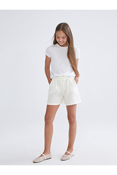 LC Waikiki White elastic waist muslin girl shorts from gülis clothing