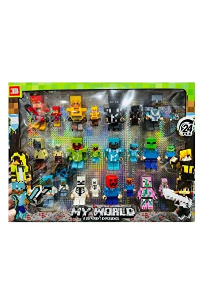 MASHASHOP Set 24 Robots, Minecraft Type, Multicolor, 5 cm - 8 cm