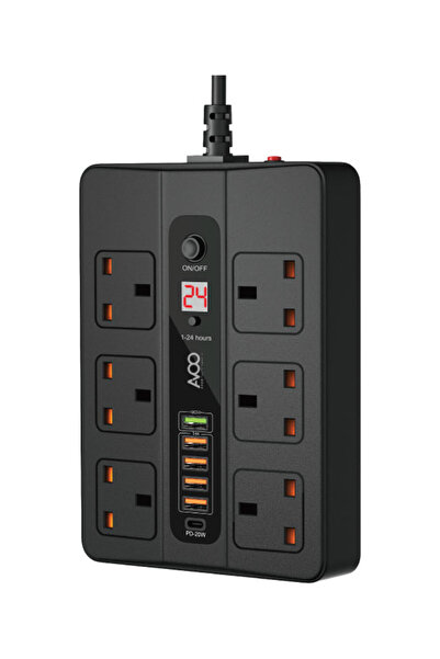 AVOO Avo Power Strip with 6 triple outlets, 5 USB outlets, and a USB-C PD outlet.