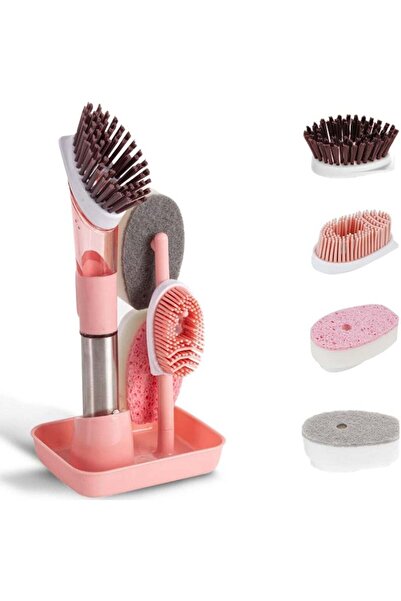 Generic Arabest Dish Cleaning Brush, Soap Dispensing Dish Brush Set with 4 Replacement Heads and Storage Ho